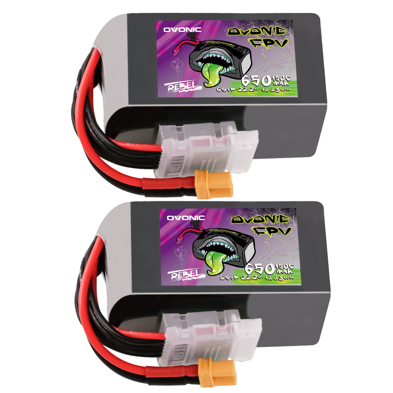 OVONIC 6S 130C 1400mAh Lipo Battery - 22.2V XT60 Plug For FPV Racing Drones (2 Pack)