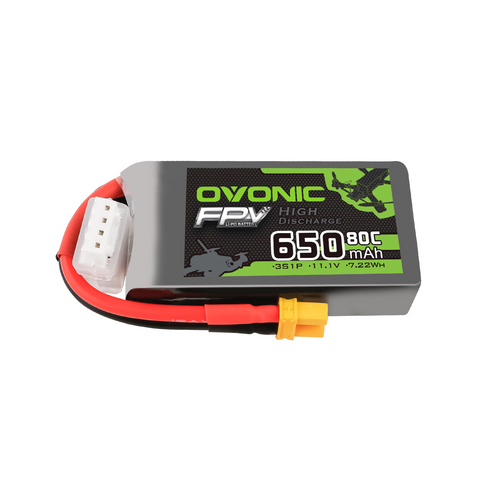 Ovonic 650mAh 3S 11.1V 80C LiPo Battery with XT30 Plug for Small FPV 4pcs or 1pcs