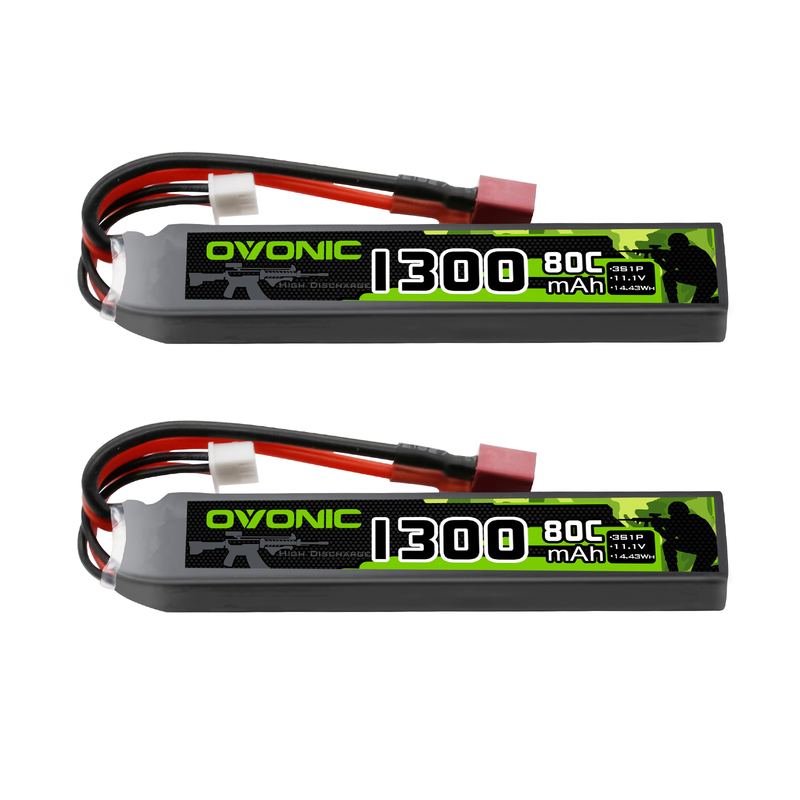 2 x OVONIC 1300mAh 3S 80C LiPo Batteries with Dean(T) Plug