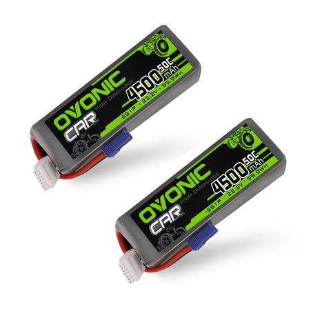 2 × OVONIC 6S Lipo Battery 22.2V 50C 4500mAh RC Lipo EC5 Plug Softcase for X Class Drone Racing