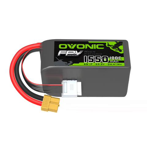 Ovonic 6S Lipo Battery 1500mAh 6S1P 100C 22.2V FPV LiPo Battery with XT60 Plug 