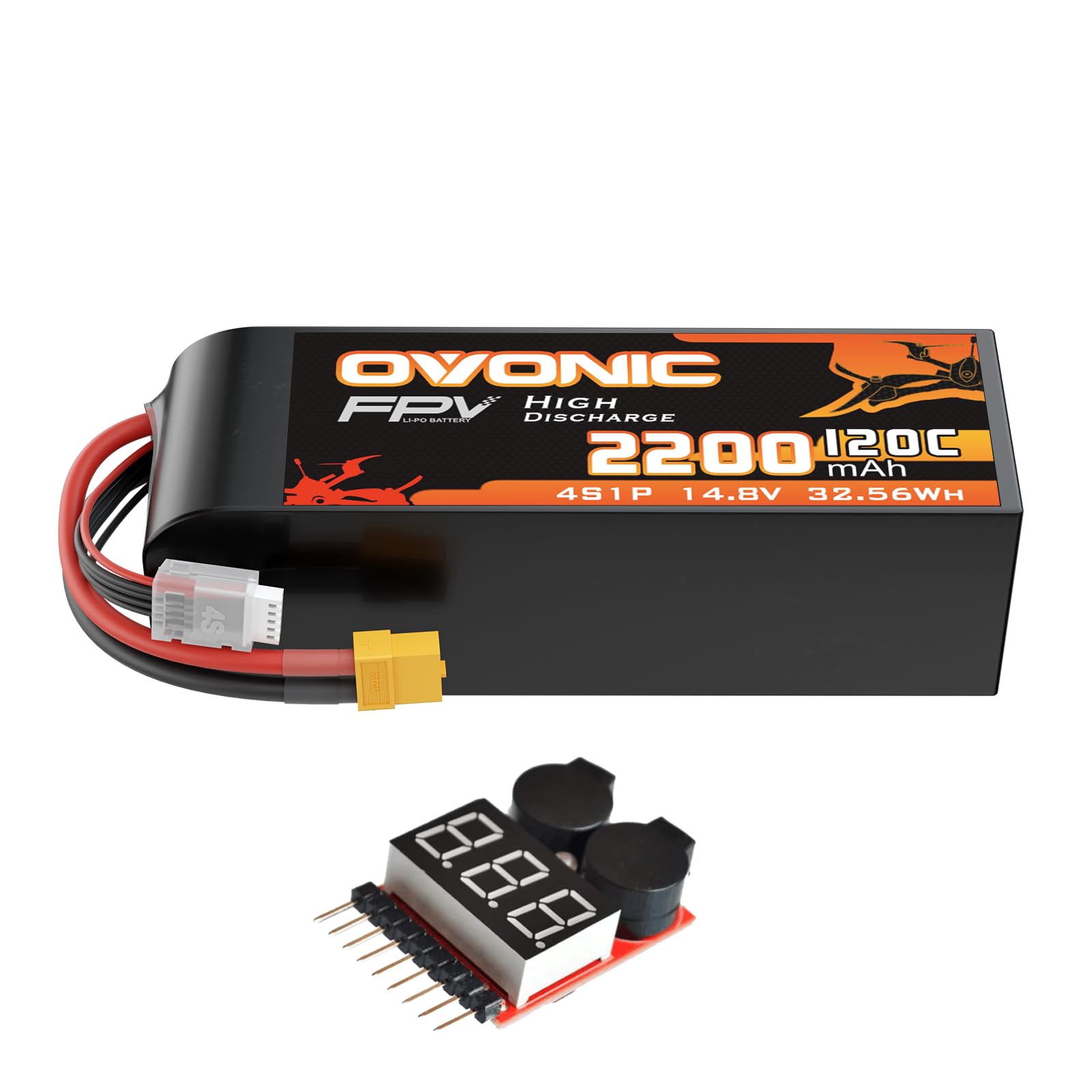 OVONIC 4S 120C 2200mAh 14.8V Lipo Battery with XT60 Connector & Lipo V ...