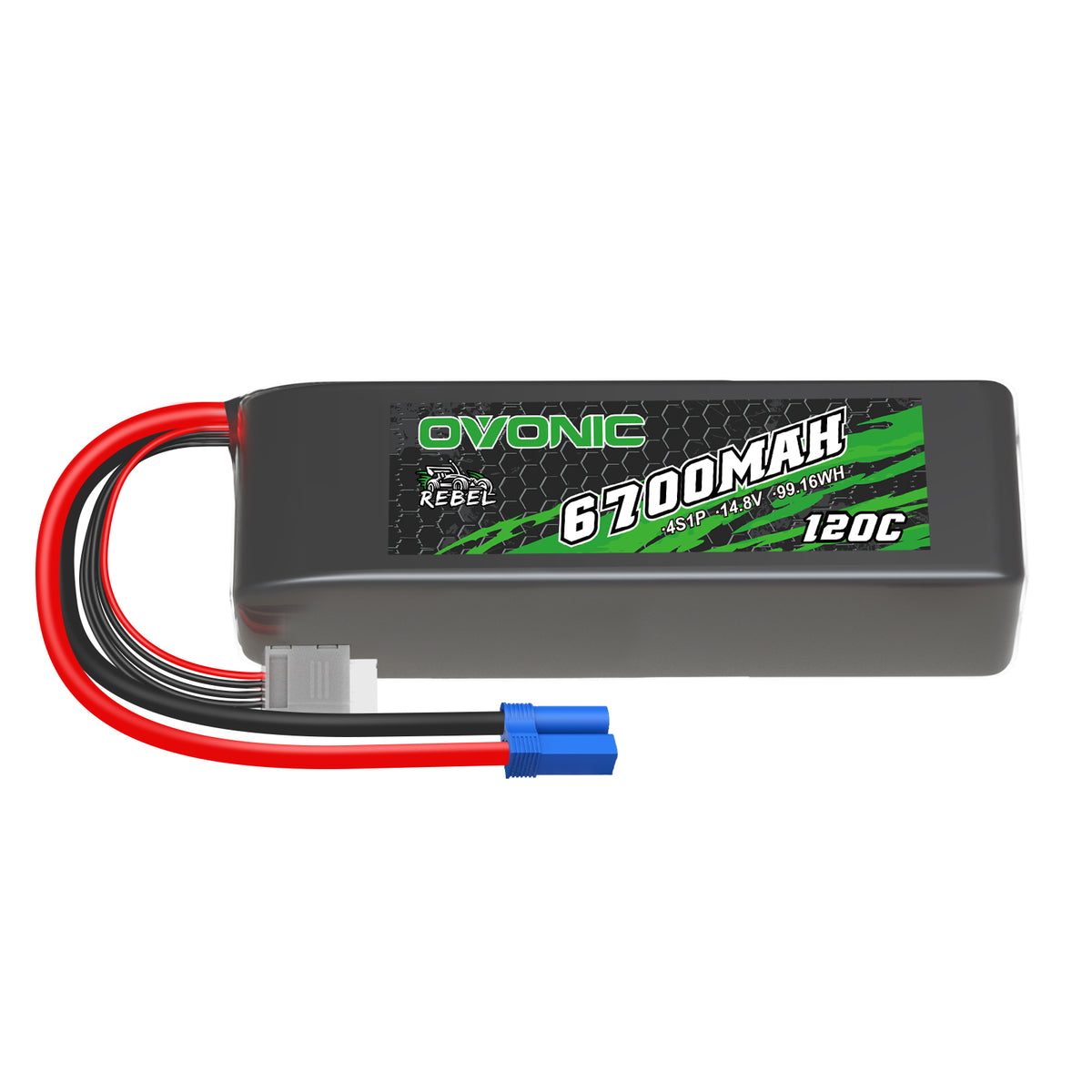 Ovonic 120C 6700mAh 4S LiPo Battery 14.8V with EC5 Plug for 1/8 scale RC cars