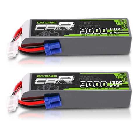 2xOVONIC 4S LiPo Battery 9000mAh 14.8V 130C RC Battery with EC5 Plug