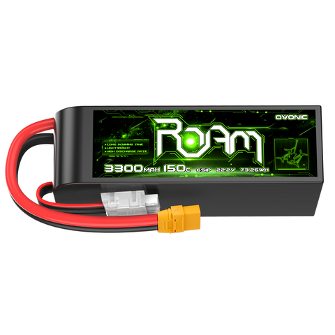 Ovonic Roam Series 6S Lipo Battery 3300mAh 6S1P 150C 22.2V Long Range Lipo Battery with XT90 Plug for 6-7inch Long Range Cinelifter Multirotor X-Class