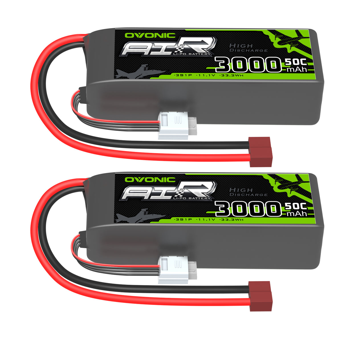 2×Ovonic 3S Lipo Battery 3000mAh 50C 11.1V with Deans Plug for Smaller Aircraft