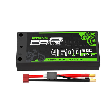 OVONIC 7.4V 4600mAh 2S2P 50C Hardcase Shorty Lipo Battery 29# with Deans for RC Car 1/8 & 1/10 Buggy &Truggy