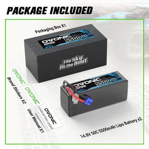 Ovonic 4S Lipo Battery 5500mah 4S1P 50C 14.8V Lipo Battery With EC5 Connector Hard Case for RC Car Truck Tank RC Airplane Helicopter Boat