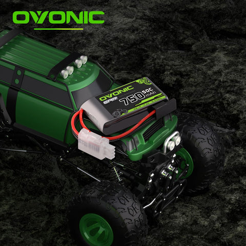 2×Ovonic 2S Lipo Battery 750mAh 2S1P 50C 7.4V RC CAR Lipo Battery With XT60 to TRA Connector for 1/18 Monster Truck RC Car Trucks