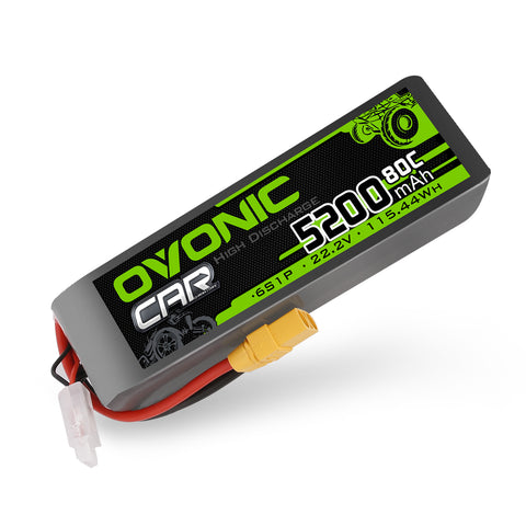 OVONIC 6S LiPo Battery 5200mAh 6S1P 80C 22.2V Battery with XT90 Plug for Long Range FPV Drone Cenilifter RC Airplane RC Car Truck Boat Hobby