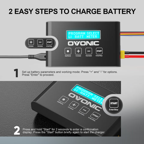 OVONIC Mate 1 Lipo Charger 100W 10A Lipo Battery Balance Charger for 1S-6S LiPo Lilon Life NiCd NiMh Pb RC Battery