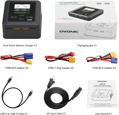 Ovonic X1 Dual Channel LiPo Charger AC200W/DC300Wx2 Lipo Battery Balance Charger