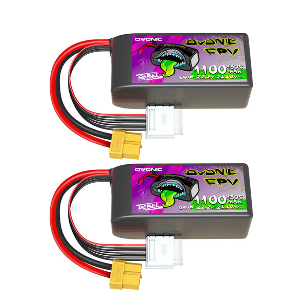 6×OVONIC Rebel 2.0 LiHV 380mAh 1S1P 3.8V 60C LiPo Battery with BT2.0 P –  Ampow