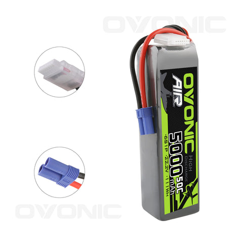 Ovonic 5000mah 6S 22.2V 50C Lipo Battery Pack with EC5 Plug for Airplane&Heli 1/10 SENTON 6S