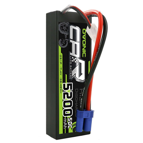 Ovonic 2S 5200mAh 50C 7.4V Hardcase LiPo Battery with EC5 Plug for 1/10 ARRMA Car - Ampow