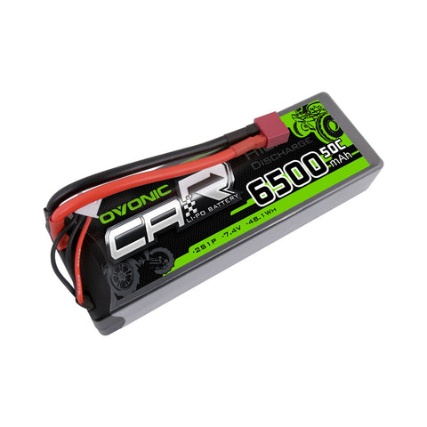 OVONIC 2S LiPo Battery Pack 6500mAh 50C 7.4V Hardcase with Deans Plug for On Road RC Car - Ampow