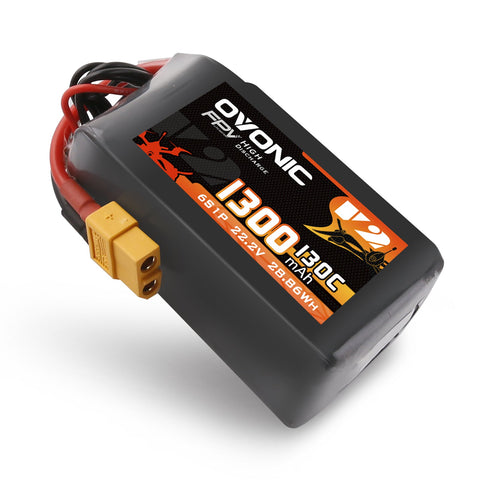 2x Ovonic 130C 6S 1300mah Lipo Battery 22.2V Pack with XT60 Plug for FPV Racing FPV Ampow