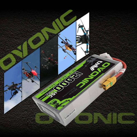 Ovonic 12000mAh 22.2V 6S 15C Lipo Battery with XT90 Plug for UAV Drone - Ampow