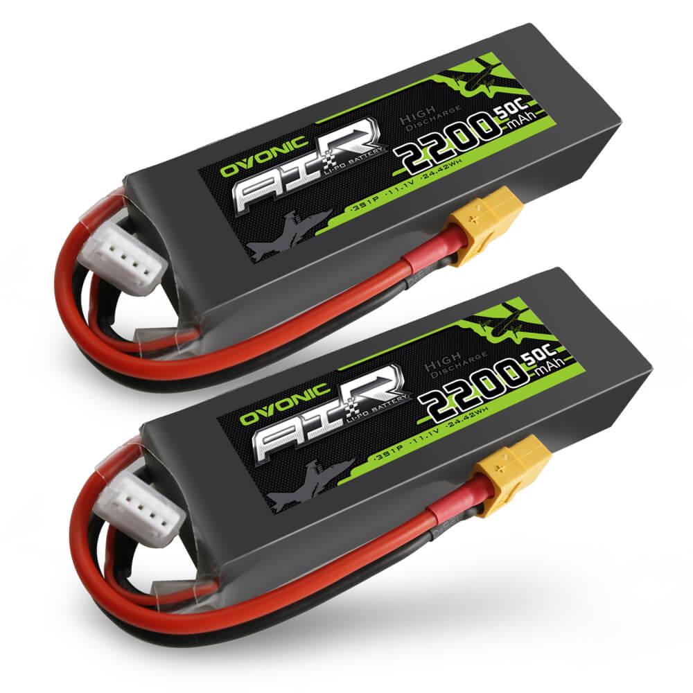 2×Ovonic 3S LiPo Battery 2200mAh 50C 11.1V with XT60 Plug for RC aircaft