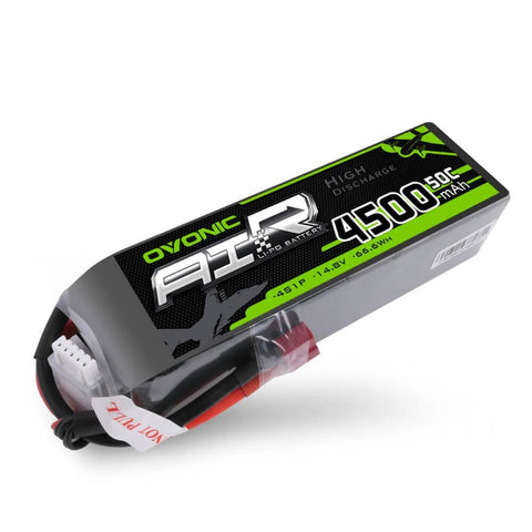 2×OVONIC 4S LiPo Battery Pack 4500mAh 50C 14.8V with Deans Plug for RC helicopters