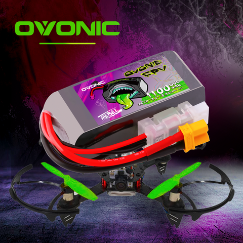 2×Ovonic Rebel 2.0 60C 2S 1100mah Lipo Battery LiHV 7.6V Pack with XT30 Plug for Size 100mm to 140mm Brushless Drones Long Range Drone FPV