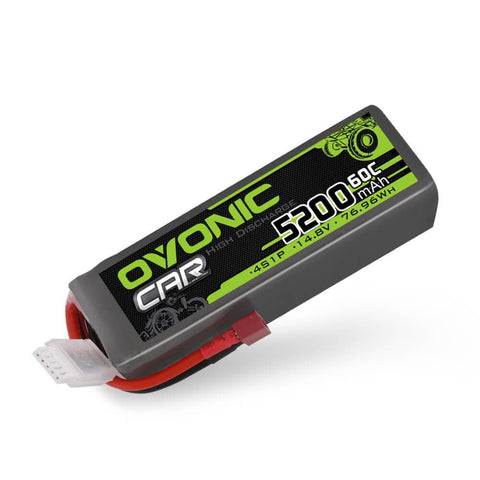 2x Ovonic 60C 4S1P 5200mAh 14.8V LiPo Battery for RC Car - XT60 Plug - Ampow