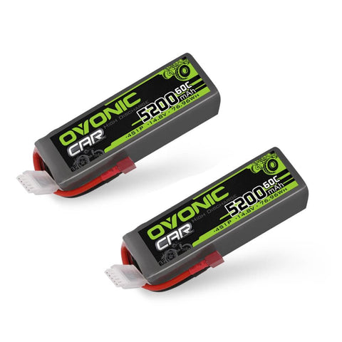 2x Ovonic 60C 4S1P 5200mAh 14.8V LiPo Battery for RC Car - XT60 Plug - Ampow