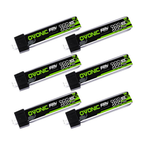 6×Ovonic 80C 1S 300mAh HV 3.8V LiPo Battery for FPV Tiny Whoop - PH2.0