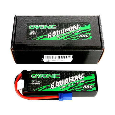 Ovonic Rebel 80C 3S 6500mAh 11.1V LiPo Battery for ARRMA 6S FELONY MOJAVE- EC5 Plug - Ampow