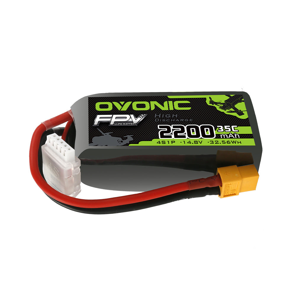 OVONIC 4S 2200mAh 14.8V 35C Lipo Battery With XT60 Plug For Long Range FPV - Ampow