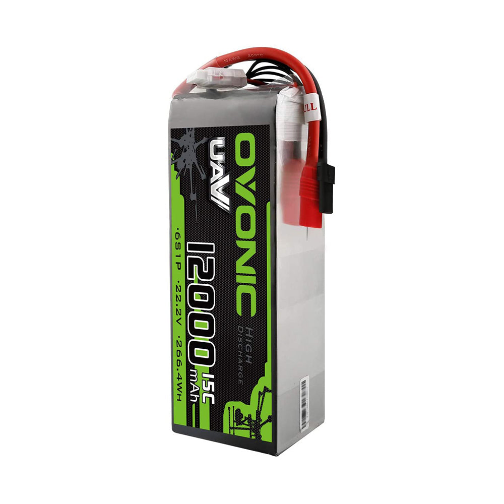 Ovonic 12000mAh 22.2V 6S 15C Lipo Battery with AS150 Plug for UAV Agriculture Drone - Ampow