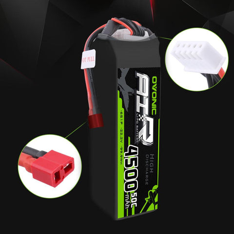 [2 Packs]OVONIC 6S LiPo Battery 4500mAh 50C 22.2V with Deans Plug for RC Plane