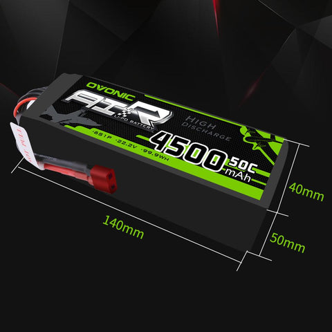 [2 Packs]OVONIC 6S LiPo Battery 4500mAh 50C 22.2V with Deans Plug for RC Plane