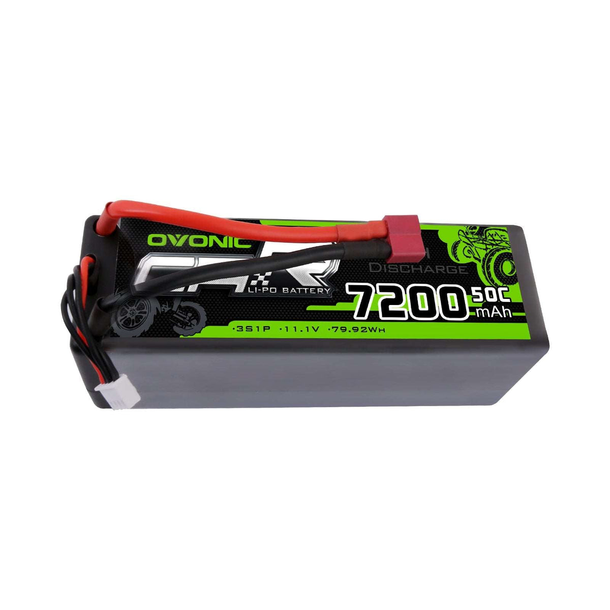 OVONIC 3S LiPo Battery Pack 7200mAh 50C 11.1V Hardcase with Deans Plug for 1/8 Monster Truck RC Car RC Buggy - Ampow