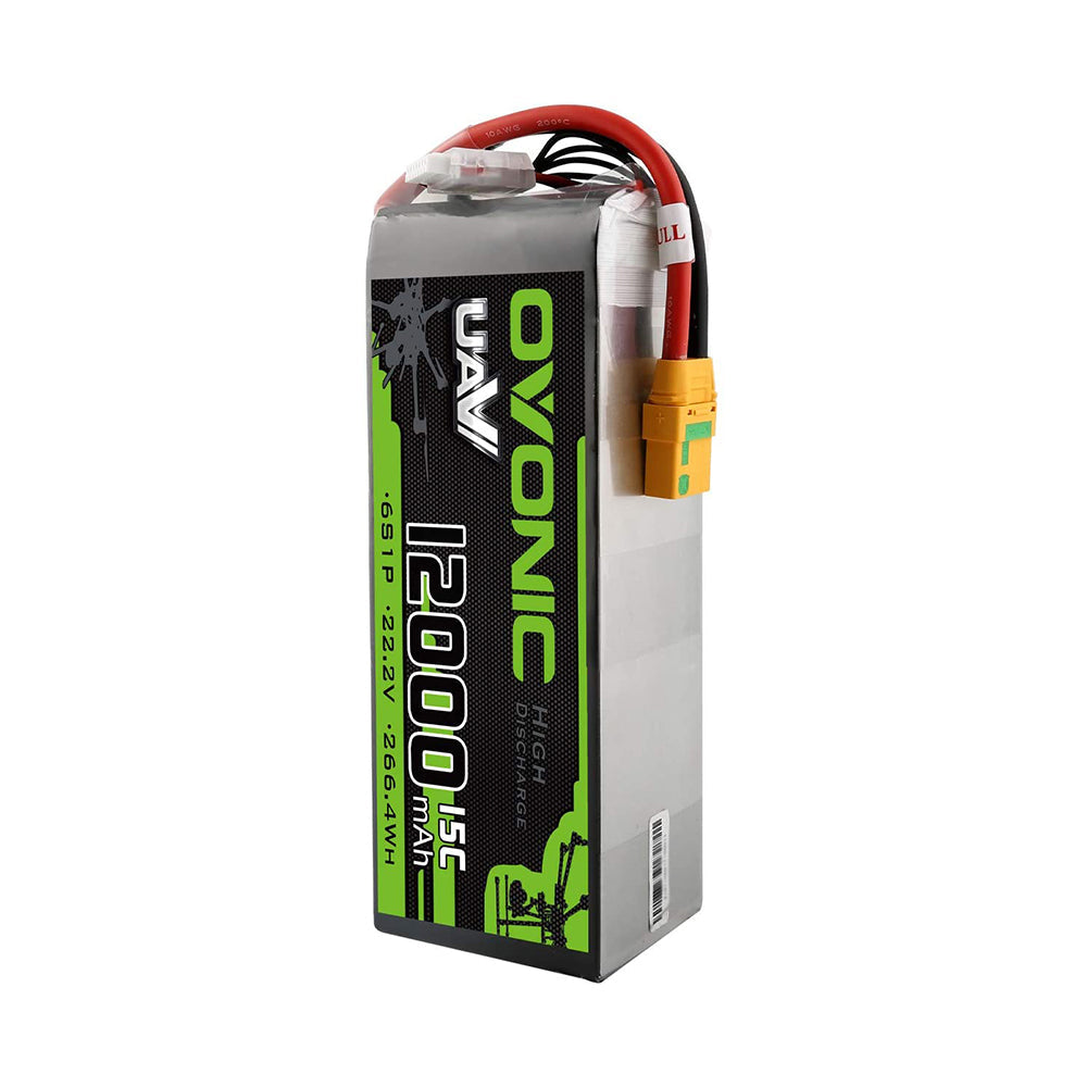 Ovonic 12000mAh 22.2V 6S 15C Lipo Battery with XT90 Plug for UAV Drone - Ampow